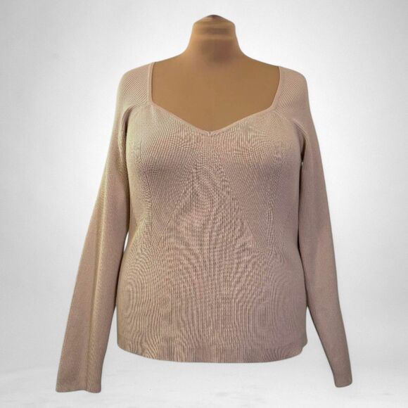 NINA PARKER Macy's Plus Ribbed Rayon Beige Pullover Sweater, NWT! Size 3X - Picture 2 of 8